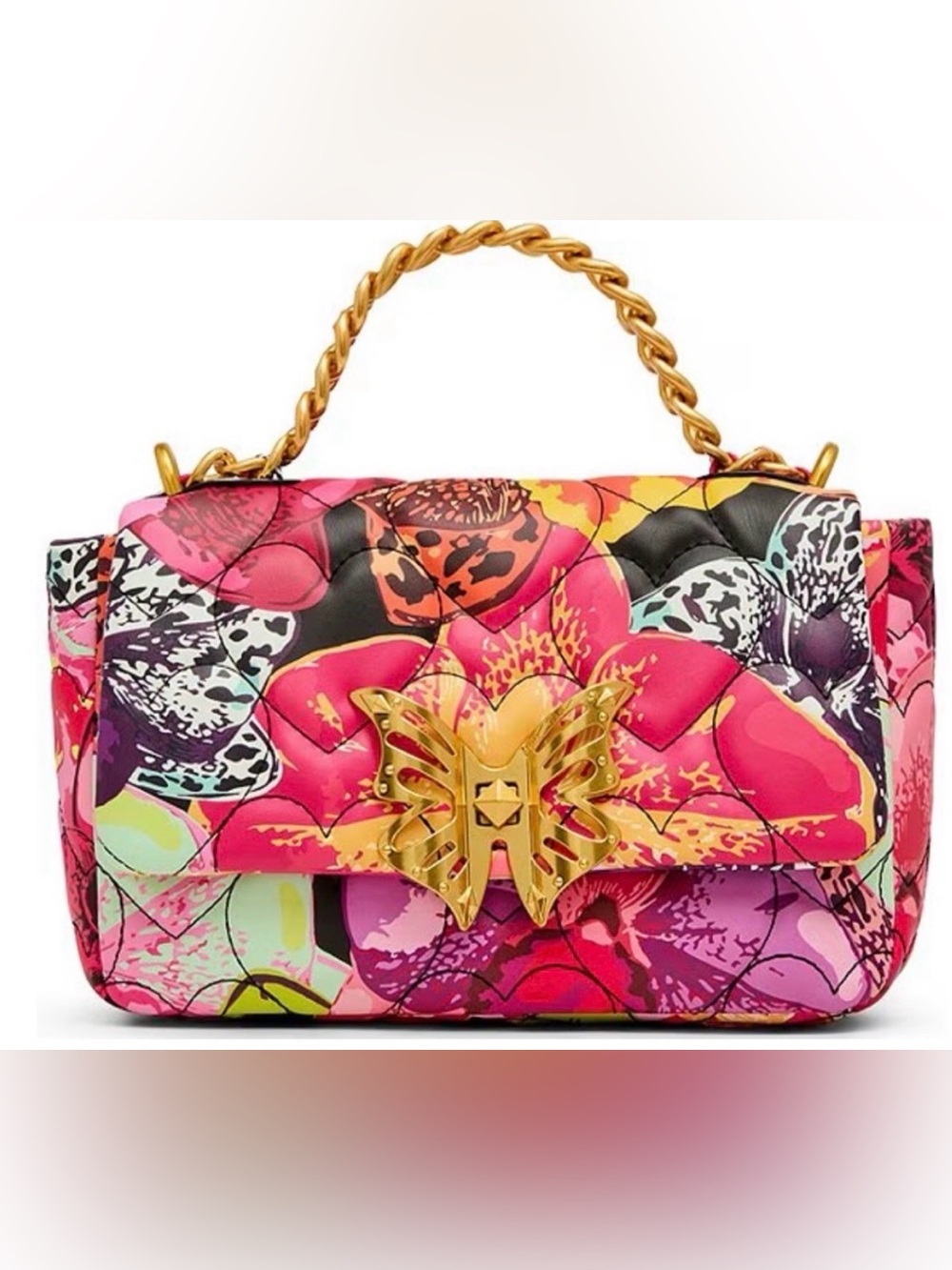 Betsey Johnson Butterfly ๐ Puffed Flap Crossbody Bag. Gold Hardware Floral ๐ฆ๐NWT